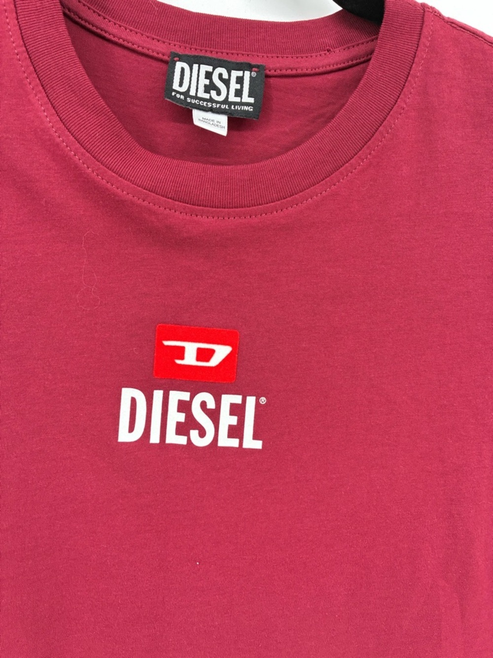 Diesel Maroon Short Sleeve Tee with White Logo - Picture 2 of 9